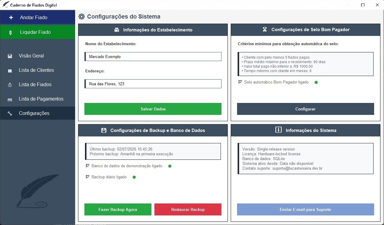 Configurações e Backup